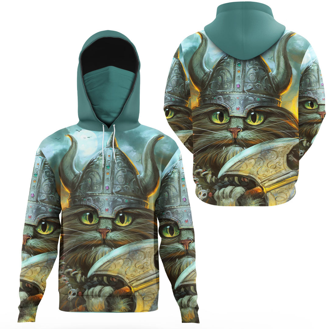 Viking Clothing Vikings Cat Warrior Gaiter Hoodie RLT12