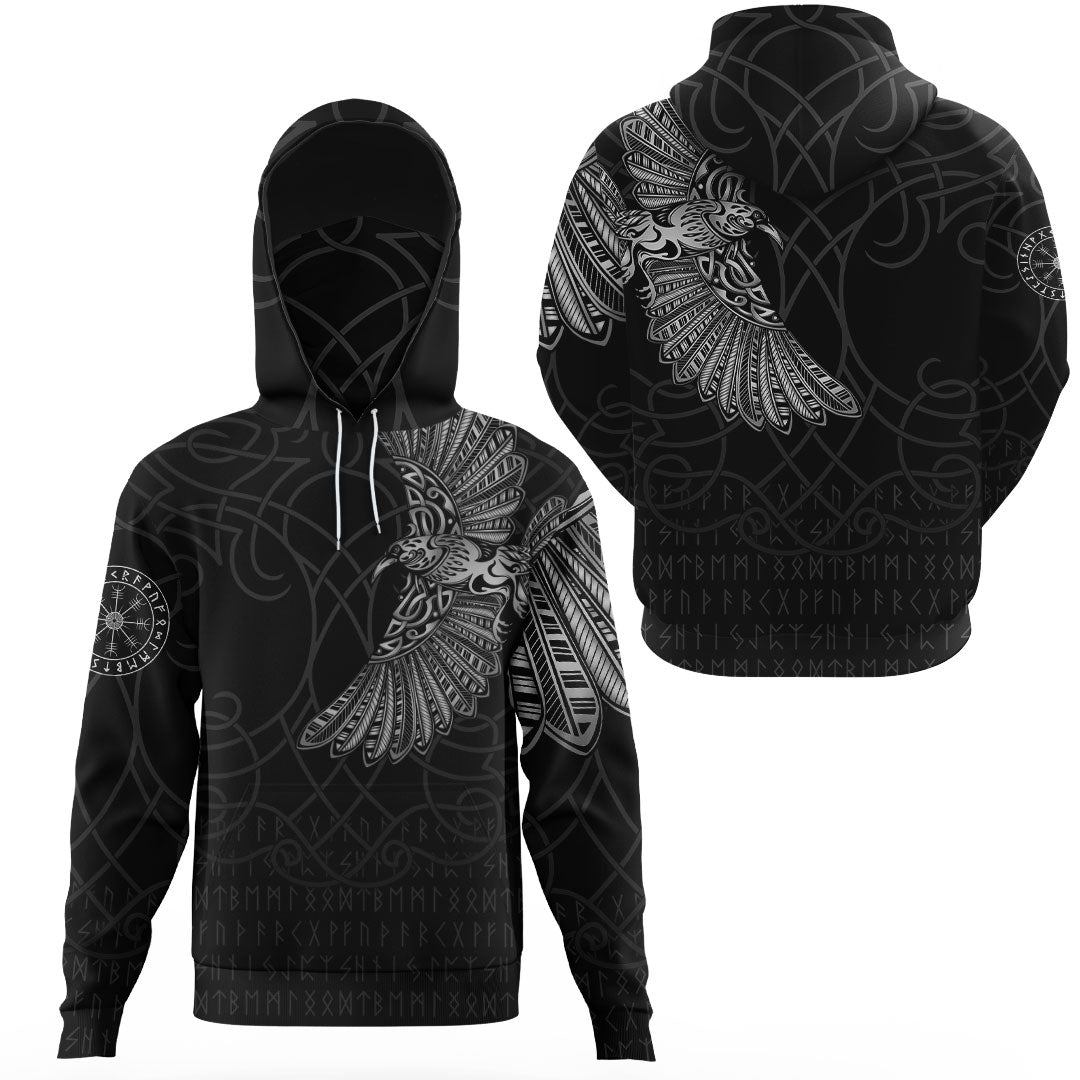 Viking Clothing Viking Odins Raven Tattoo Gaiter Hoodie RLT12