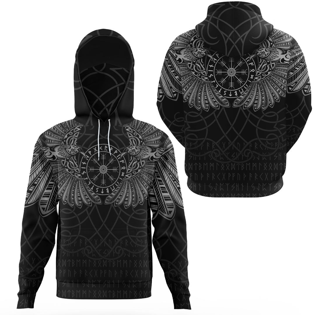 Viking Clothing Viking Odins Celtic Two Ravens Special Version Gaiter Hoodie RLT12