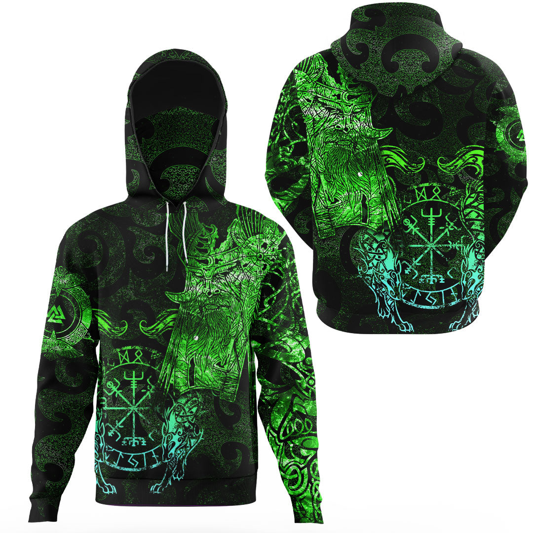 Viking Clothing Viking Odin Tattoo Green Version Gaiter Hoodie RLT12