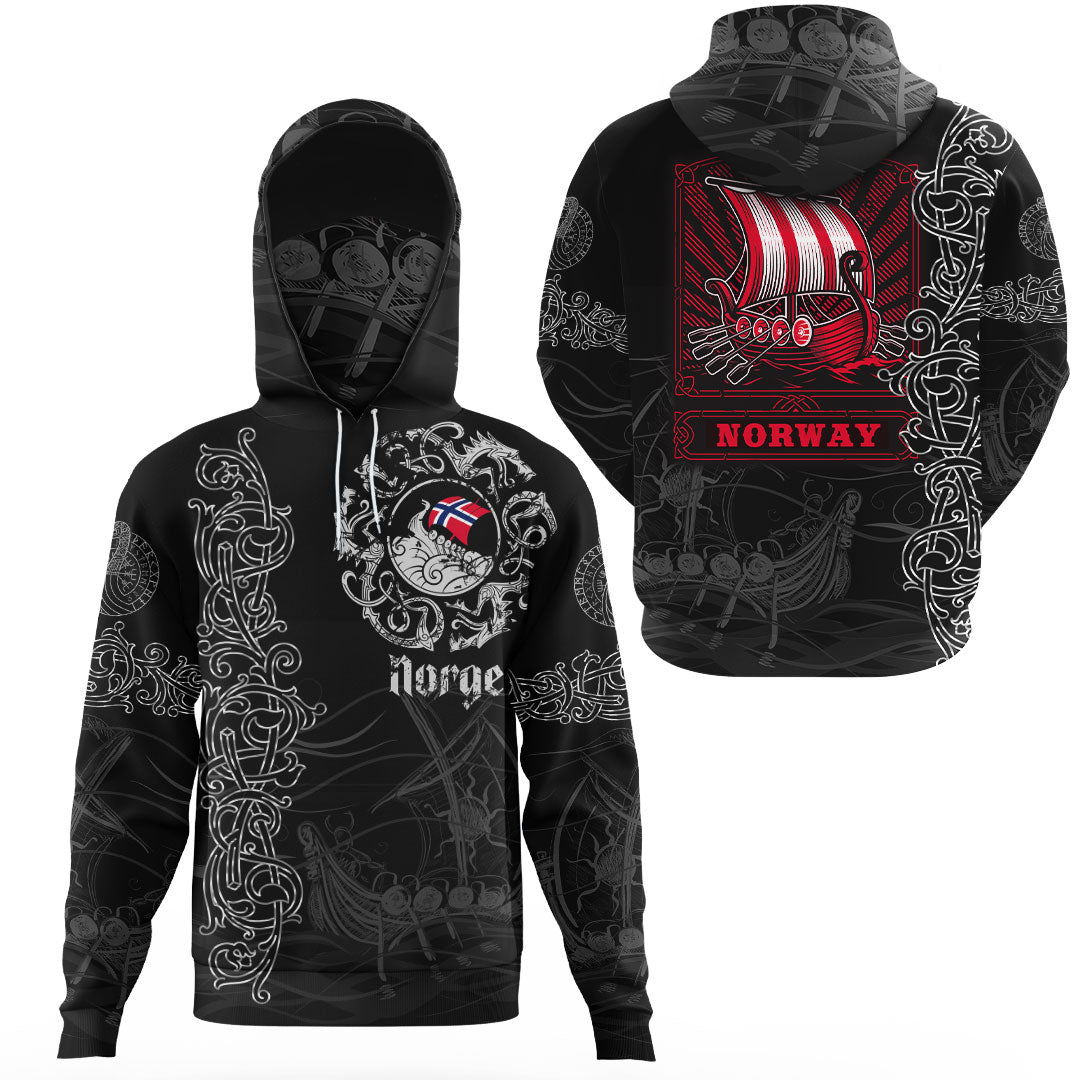 Viking Clothing Viking Drakkar Norway Warship Gaiter Hoodie RLT12