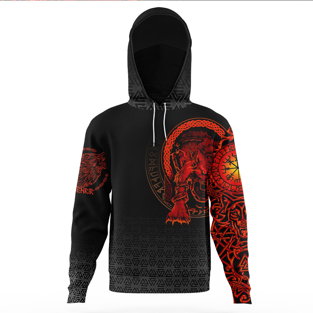 Viking Clothing Viking Fenrir Norse 3D Gaiter Hoodie RLT12