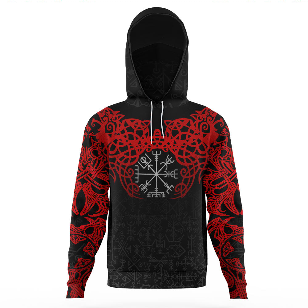 Viking Clothing Viking Odin Helm Of Awe (Red) Gaiter Hoodie RLT12