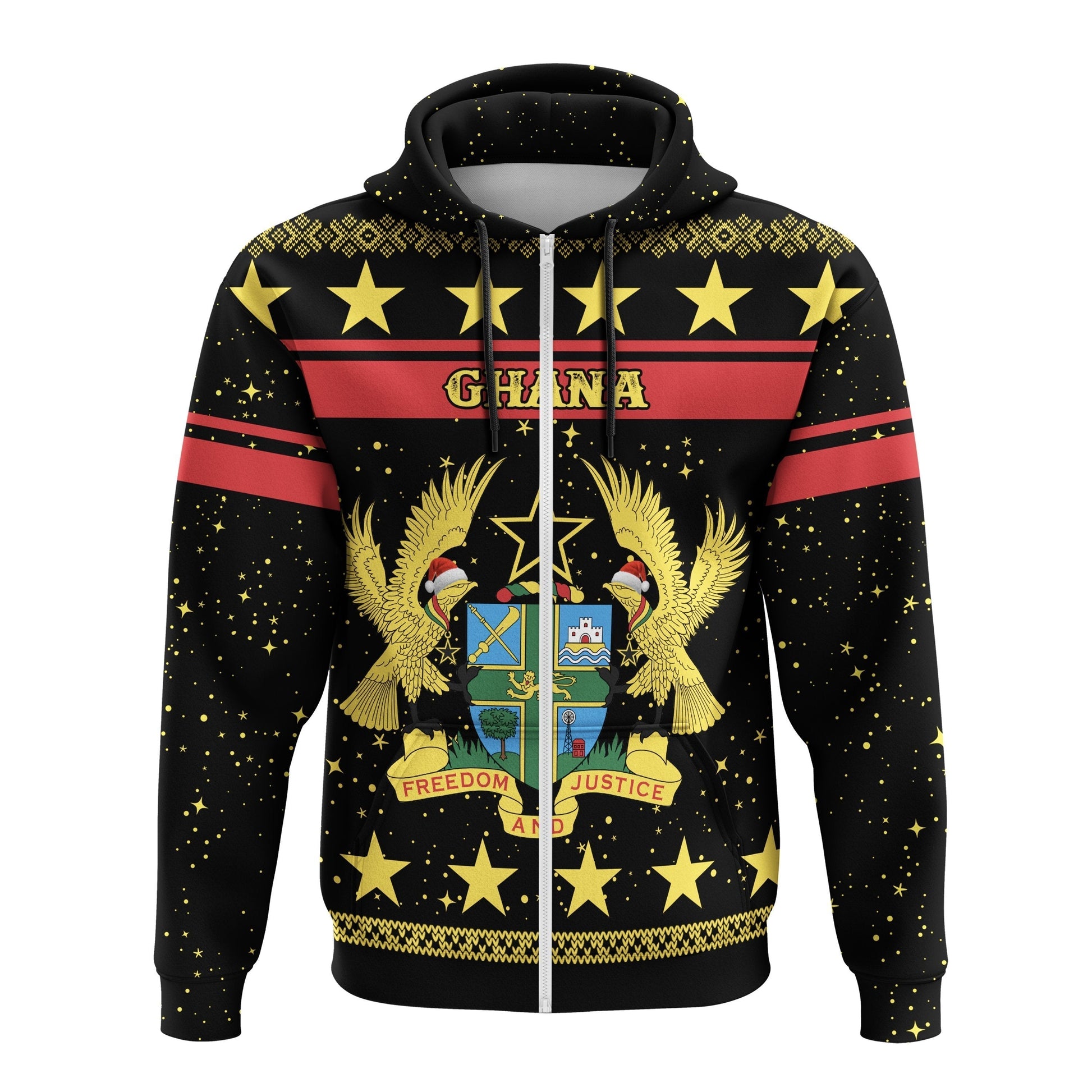 African Hoodie Ghana Christmas Zip Hoodie