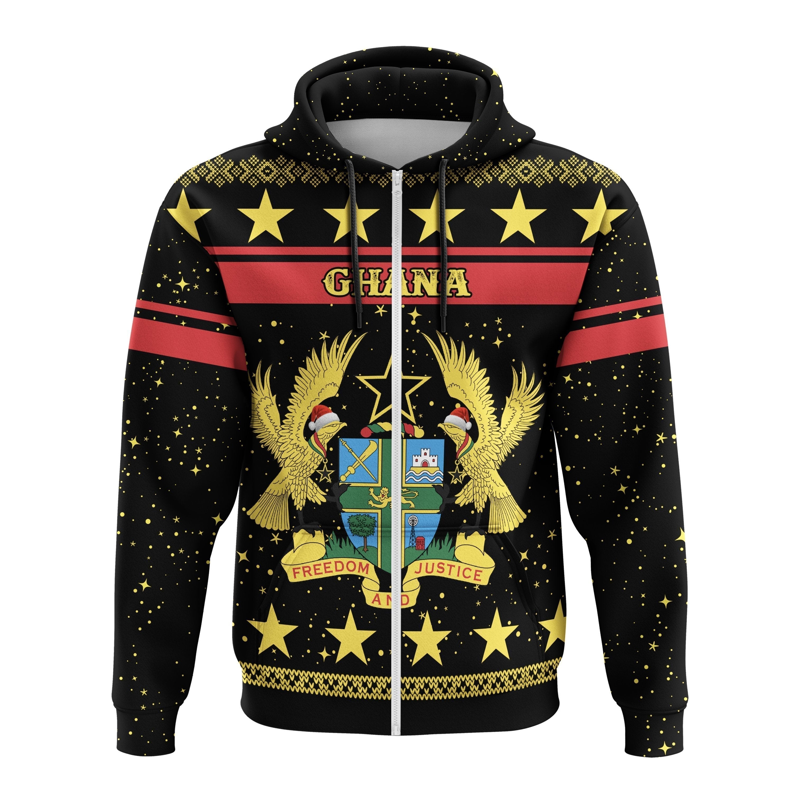 African Hoodie Ghana Christmas Zip Hoodie