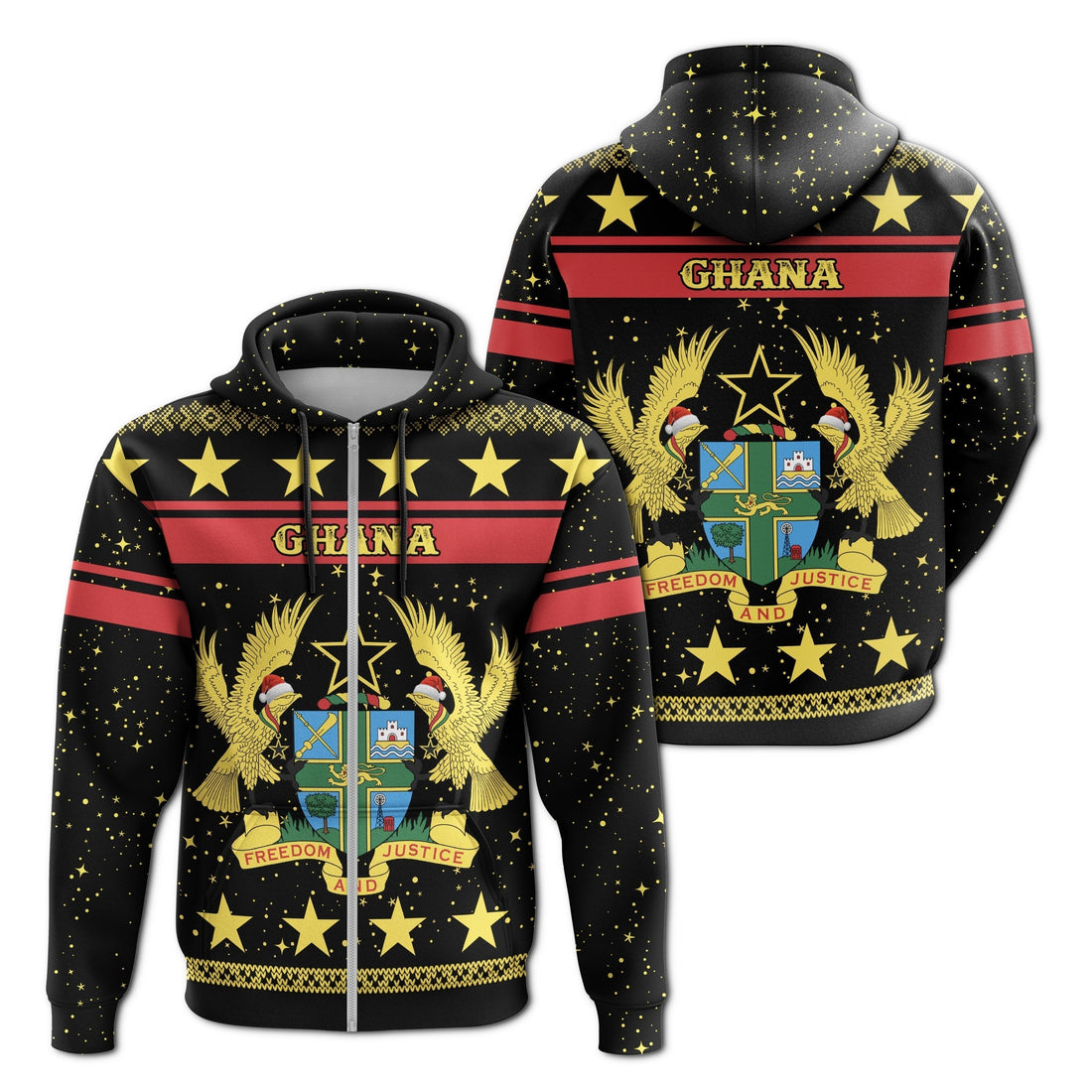 African Hoodie Ghana Christmas Zip Hoodie
