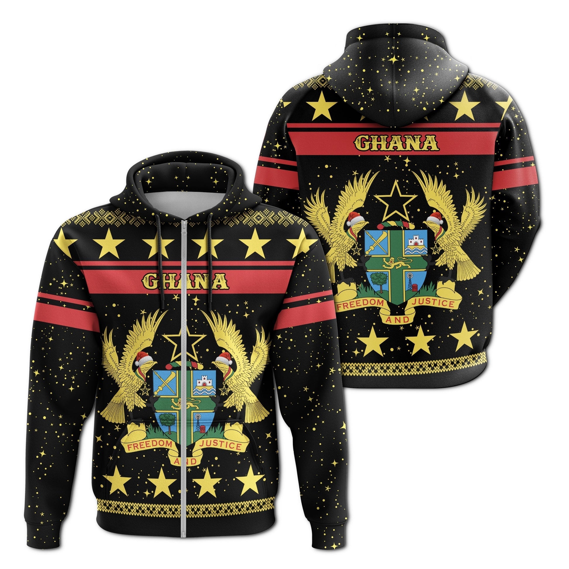 African Hoodie Ghana Christmas Zip Hoodie