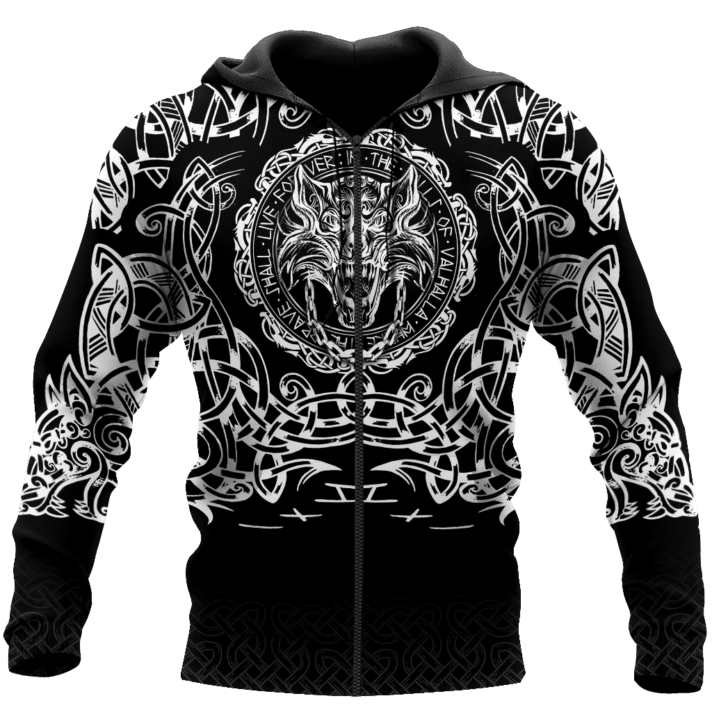 Viking Zip Hoodie - Fenrir Viking 3D RLT12