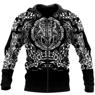 Viking Zip Hoodie - Fenrir Viking 3D RLT12