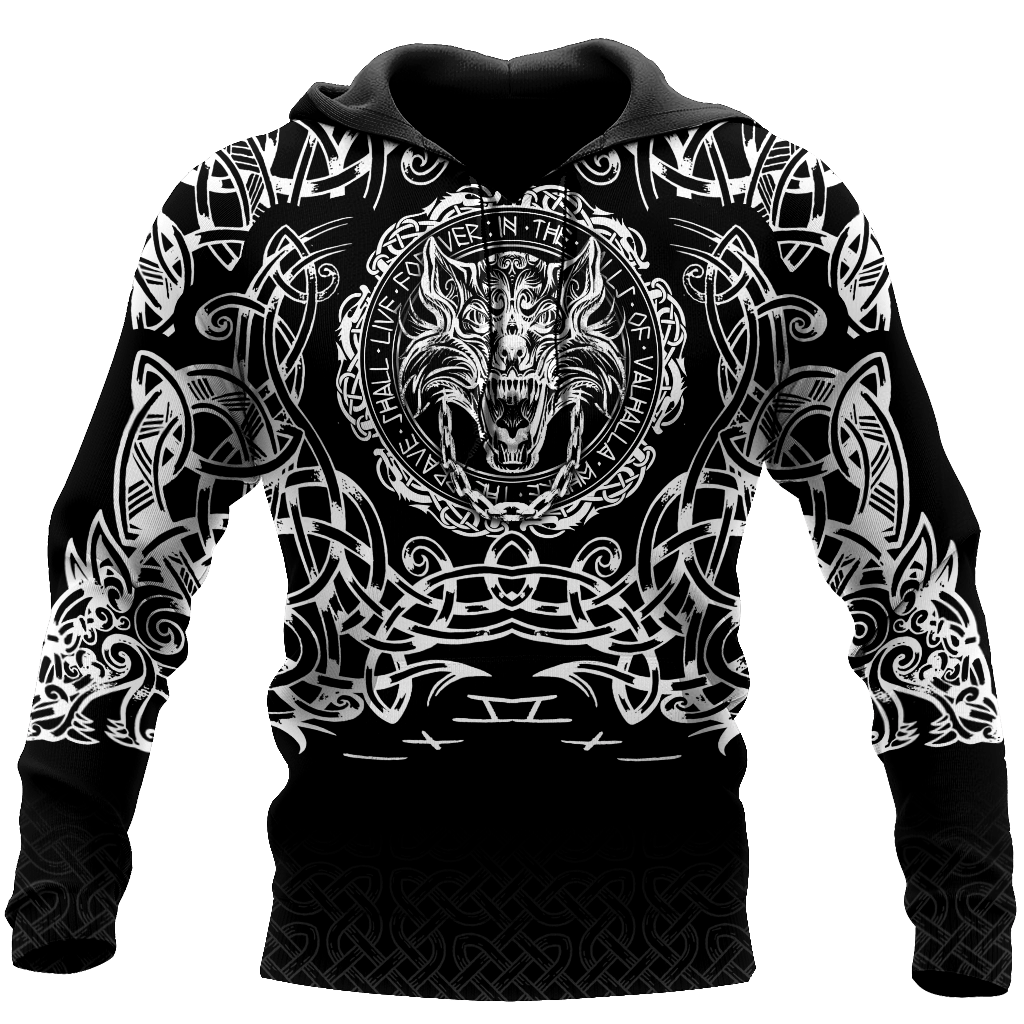 Viking Pullover Hoodie - Fenrir Viking 3D RLT12