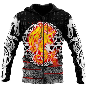 Viking Zip Hoodie - Nidhogg Vikings Tattoo 3D RLT12