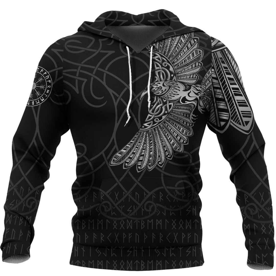 Viking Hoodie Viking Odins Raven Tattoo Hoodie RLT12