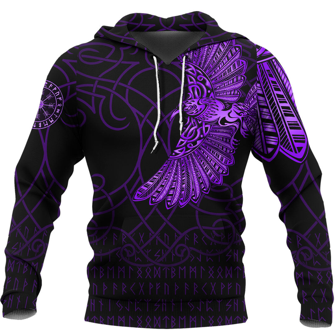 Viking Hoodie Viking Odins Raven Tattoo Purple Version Hoodie RLT12