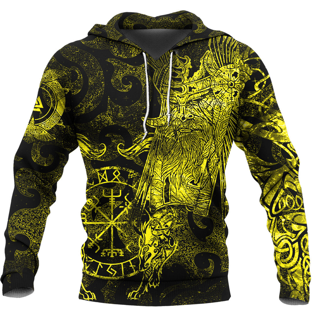 Viking Hoodie Viking Odin Tattoo Yellow Version Hoodie RLT12