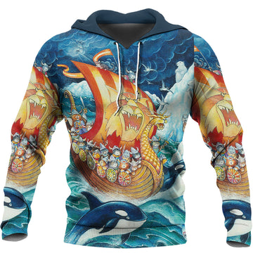 Viking Hoodie Vikings Cat Drakkar Warship Ship Hoodie RLT12