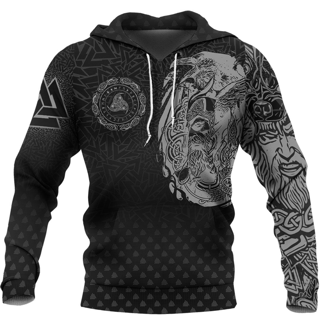 Viking Hoodie Viking Odin Raven Tattoo Style Special Version Hoodie RLT12