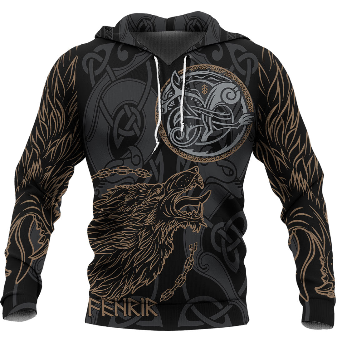Viking Hoodie Viking Fenrir Norse Wolf Hoodie RLT12