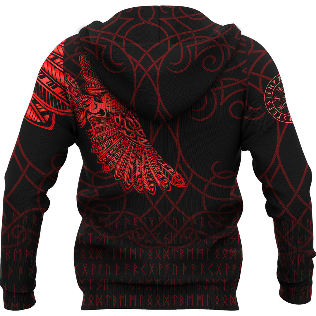 Viking Hoodie Viking Odins Raven Tattoo Red Version Hoodie RLT12