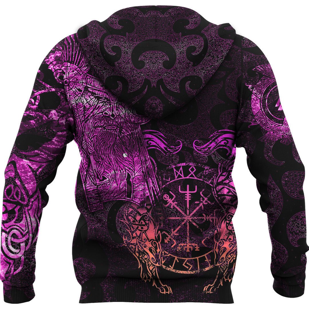Viking Hoodie Viking Odin Tattoo Pink Version Wolf Hoodie RLT12