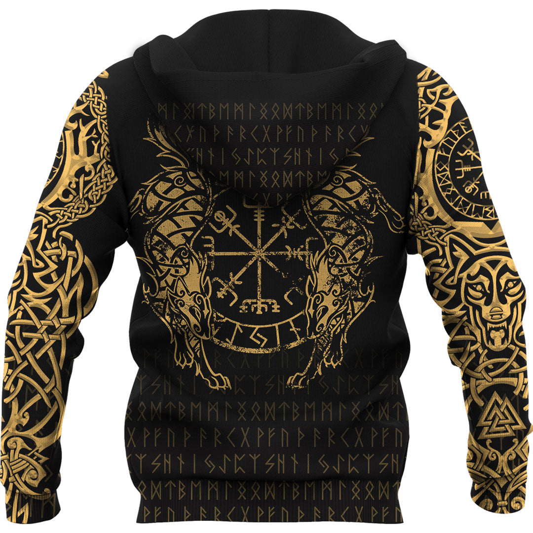 Viking Hoodie Viking Compass Vegvisir Tattoo Gold Version Hoodie RLT12