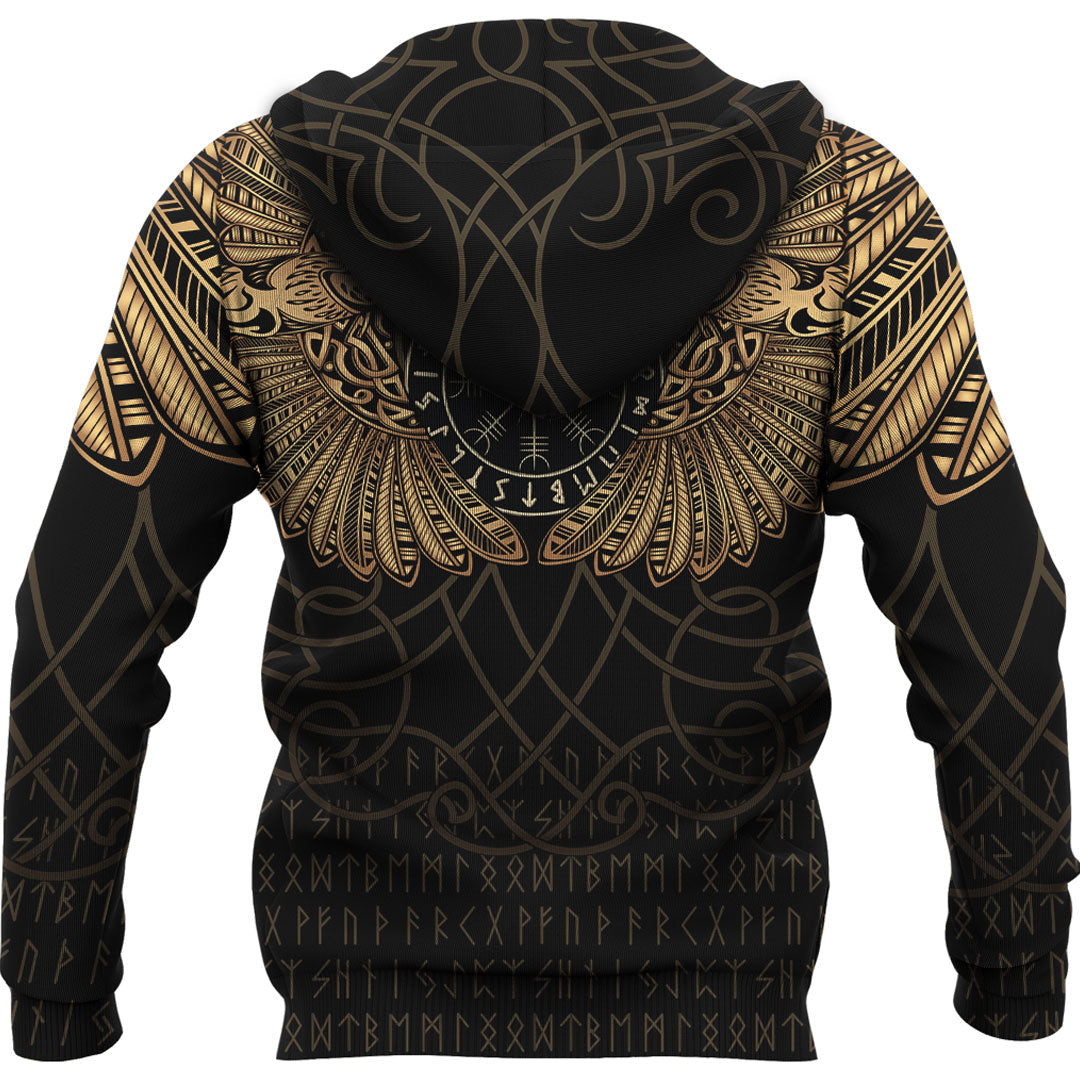 Viking Hoodie Viking Odins Celtic Two Ravens Gold Version Hoodie RLT12