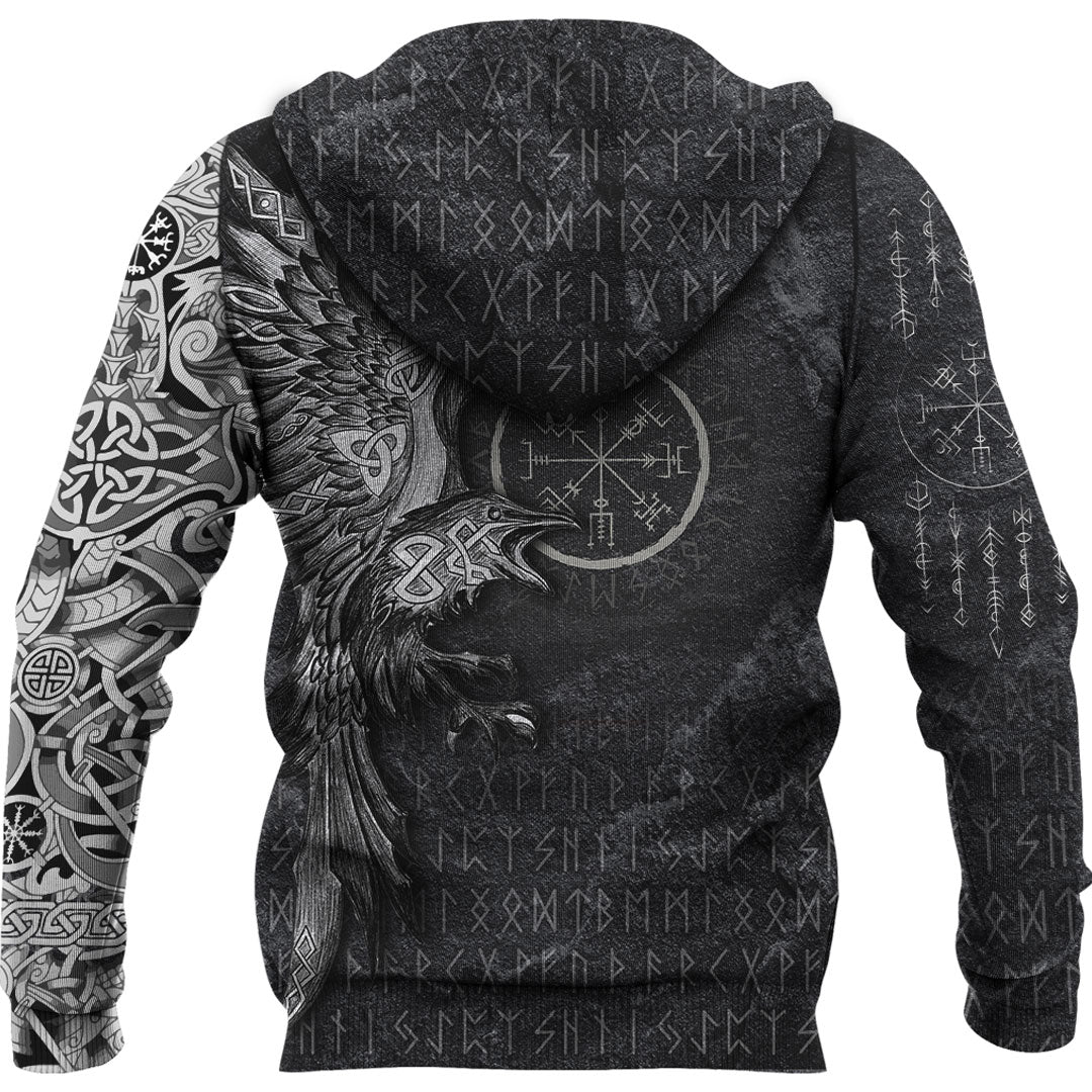 Viking Hoodie Vegvisir With Raven Viking Compass Hoodie RLT12