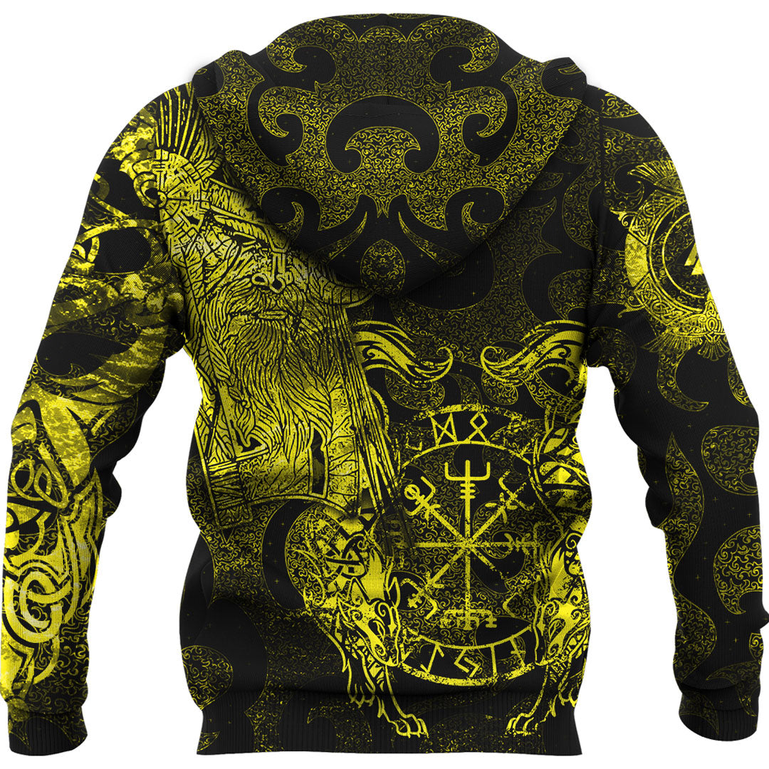 Viking Hoodie Viking Odin Tattoo Yellow Version Hoodie RLT12
