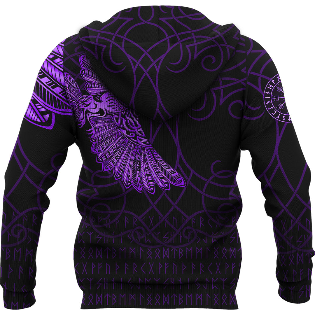 Viking Hoodie Viking Odins Raven Tattoo Purple Version Hoodie RLT12