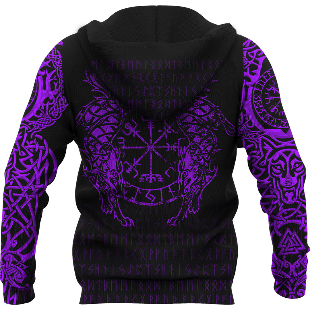Viking Hoodie Viking Compass Vegvisir Purple Version Tattoo Hoodie RLT12