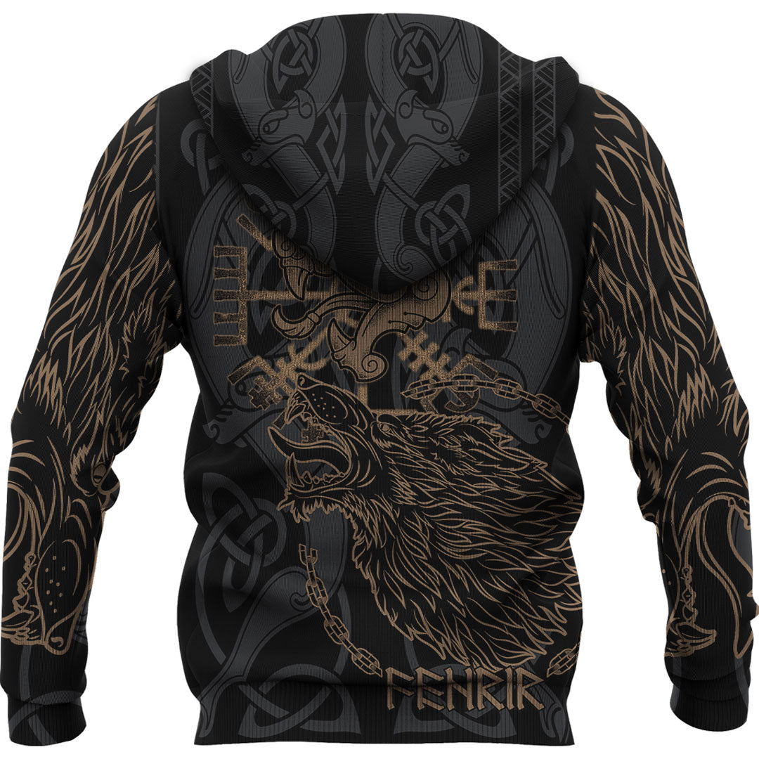Viking Hoodie Viking Fenrir Norse Wolf Hoodie RLT12