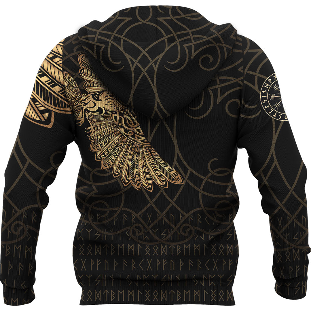 Custom Viking Hoodie Odins Celtic Ravens Gold Version Tattoo Hoodie RLT12
