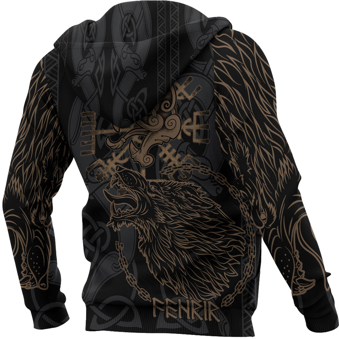 Viking Hoodie Viking Fenrir Norse Wolf Hoodie RLT12