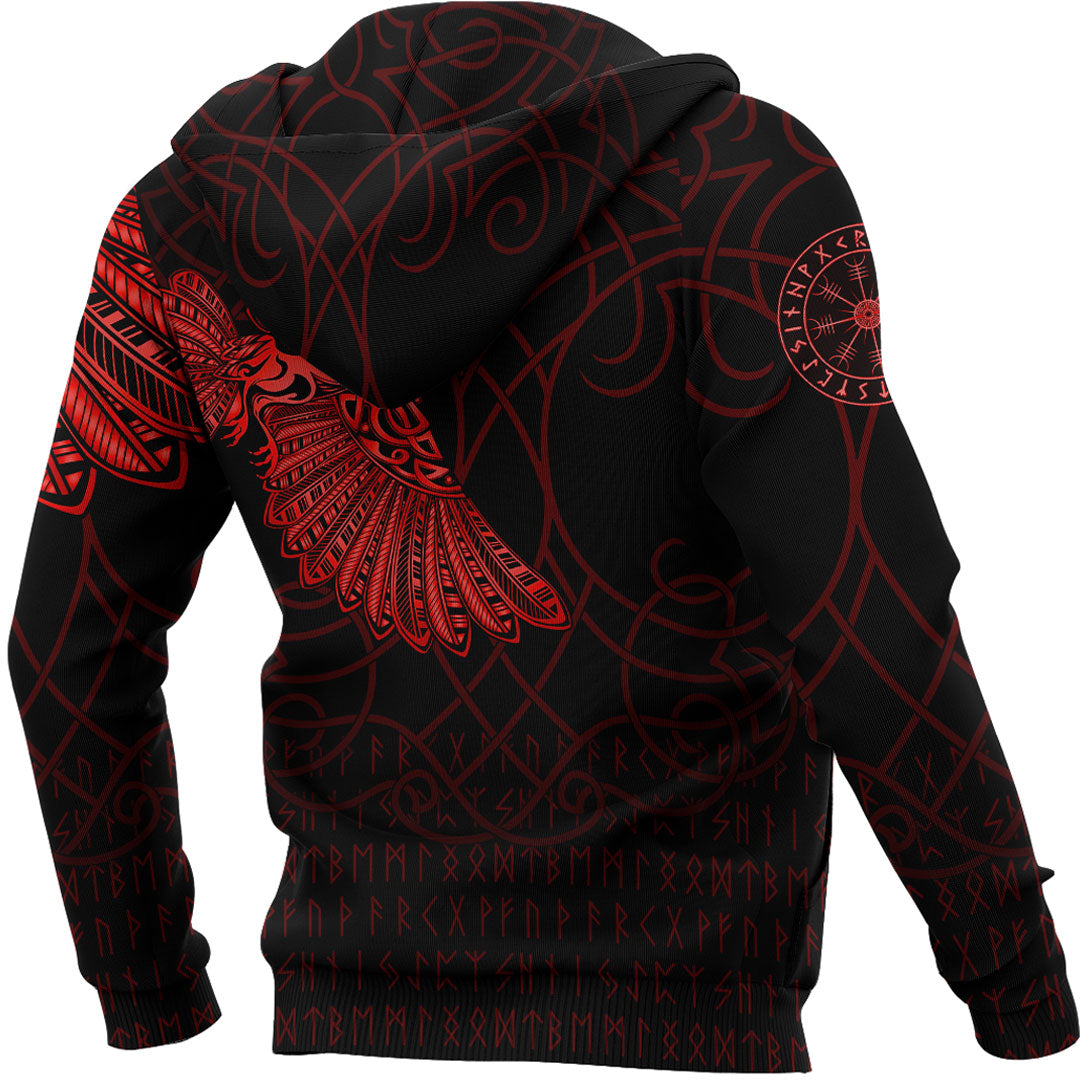 Viking Hoodie Viking Odins Raven Tattoo Red Version Hoodie RLT12
