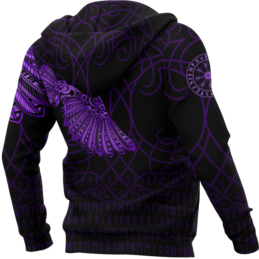 Viking Hoodie Viking Odins Raven Tattoo Purple Version Hoodie RLT12