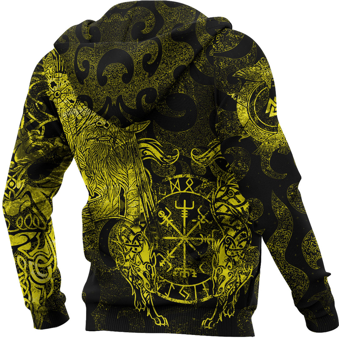 Viking Hoodie Viking Odin Tattoo Yellow Version Hoodie RLT12