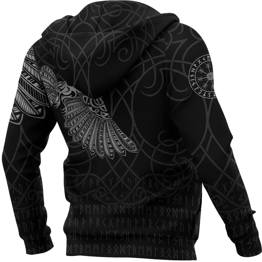 Viking Hoodie Viking Odins Raven Tattoo Hoodie RLT12