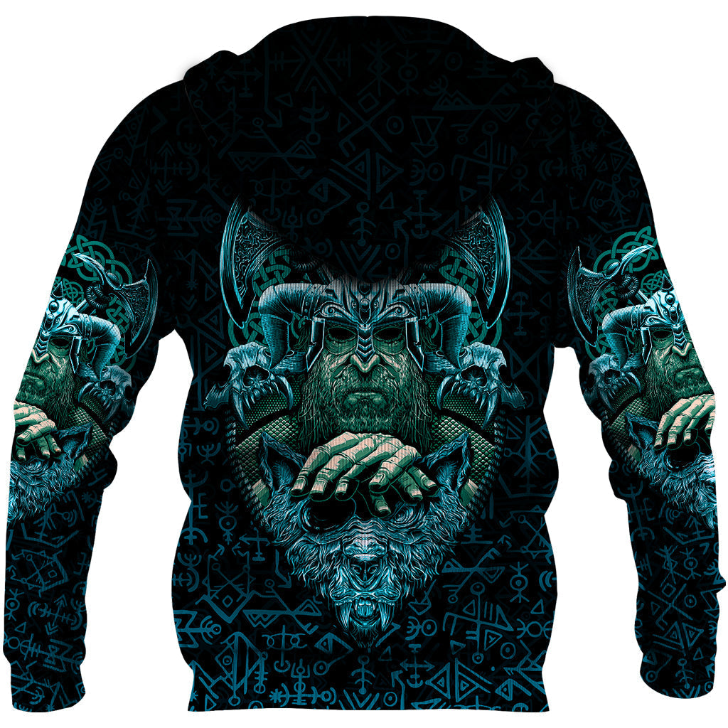 Viking Zip Hoodie Odin With Fenrir RLT12