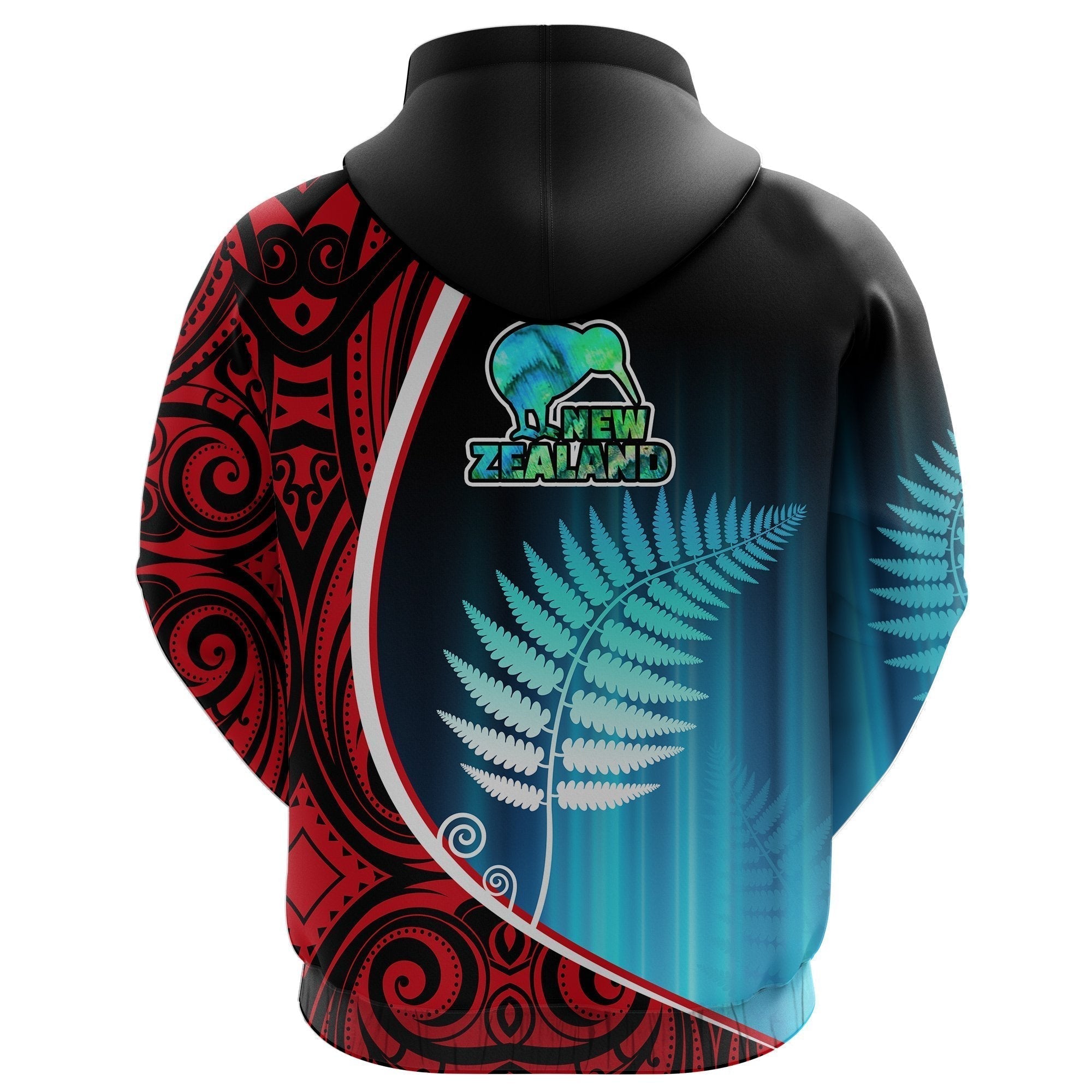Aotearoa Rugby Black Maori Hoodie Kiwi and Silver Fern New Zealand