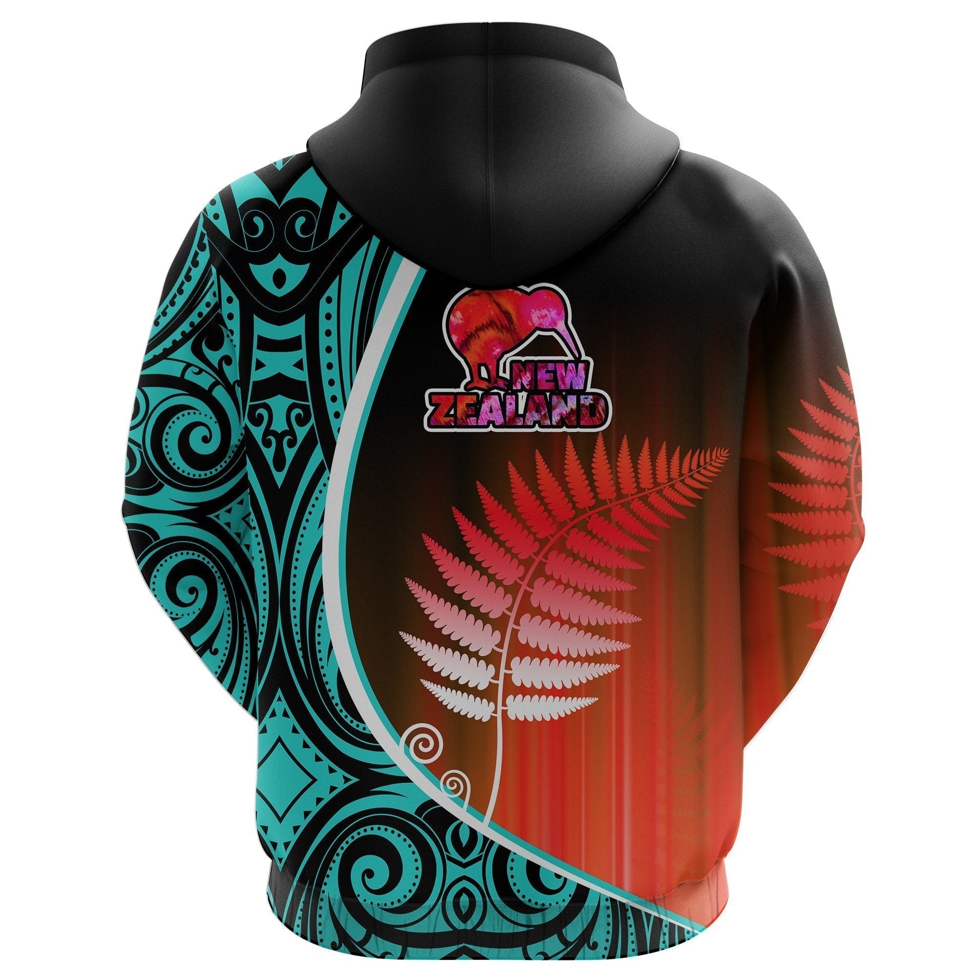 Aotearoa Rugby Black Maori Hoodie Kiwi and Silver Fern New Zealand Blue