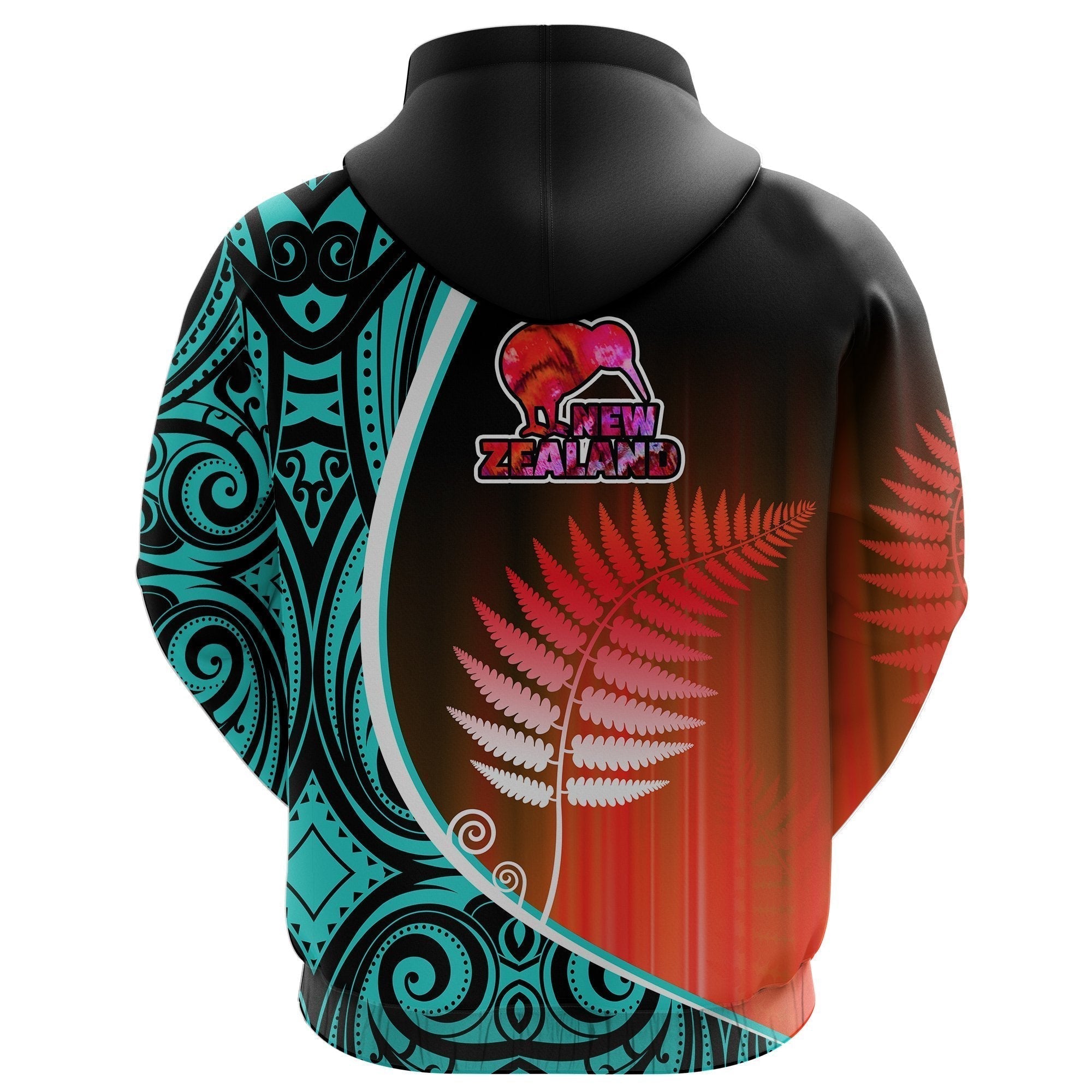 Aotearoa Rugby Black Maori Hoodie Kiwi and Silver Fern New Zealand Blue