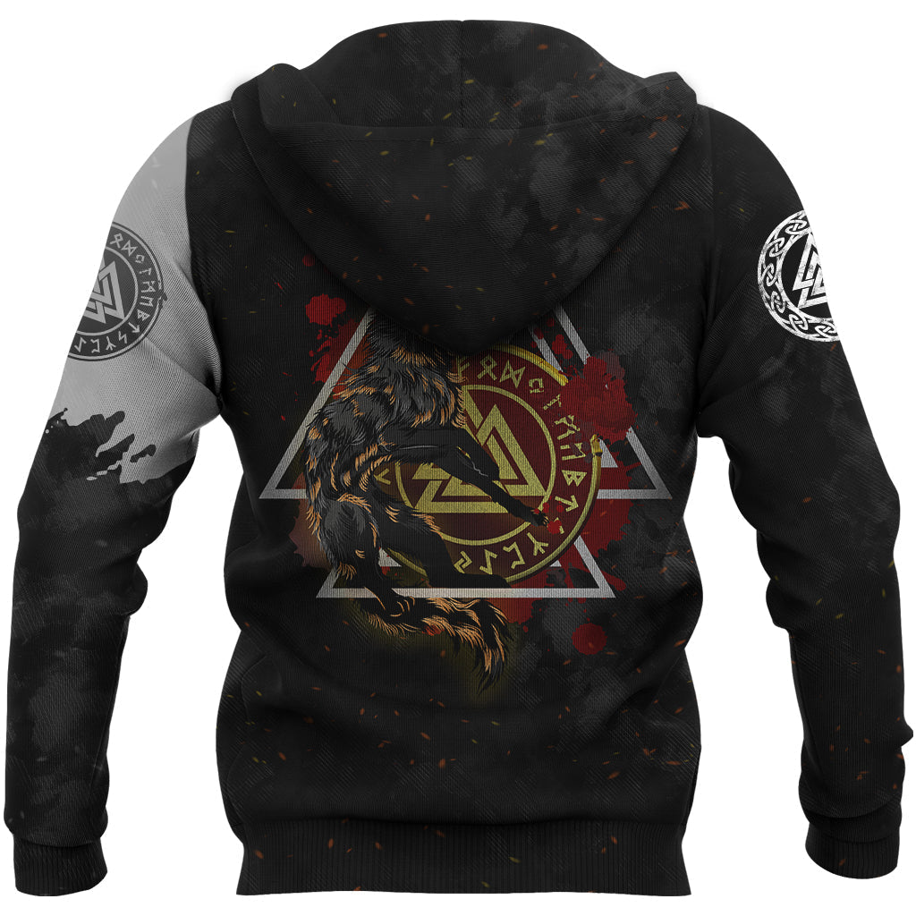 Viking Hoodie Viking Wolf Fenrir Moon and Raven RLT12