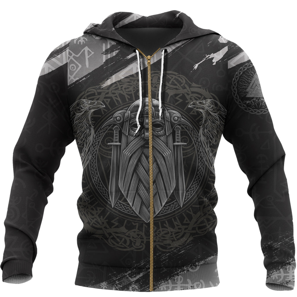 Viking Zip Hoodie - Odin God Of Asgard RLT12
