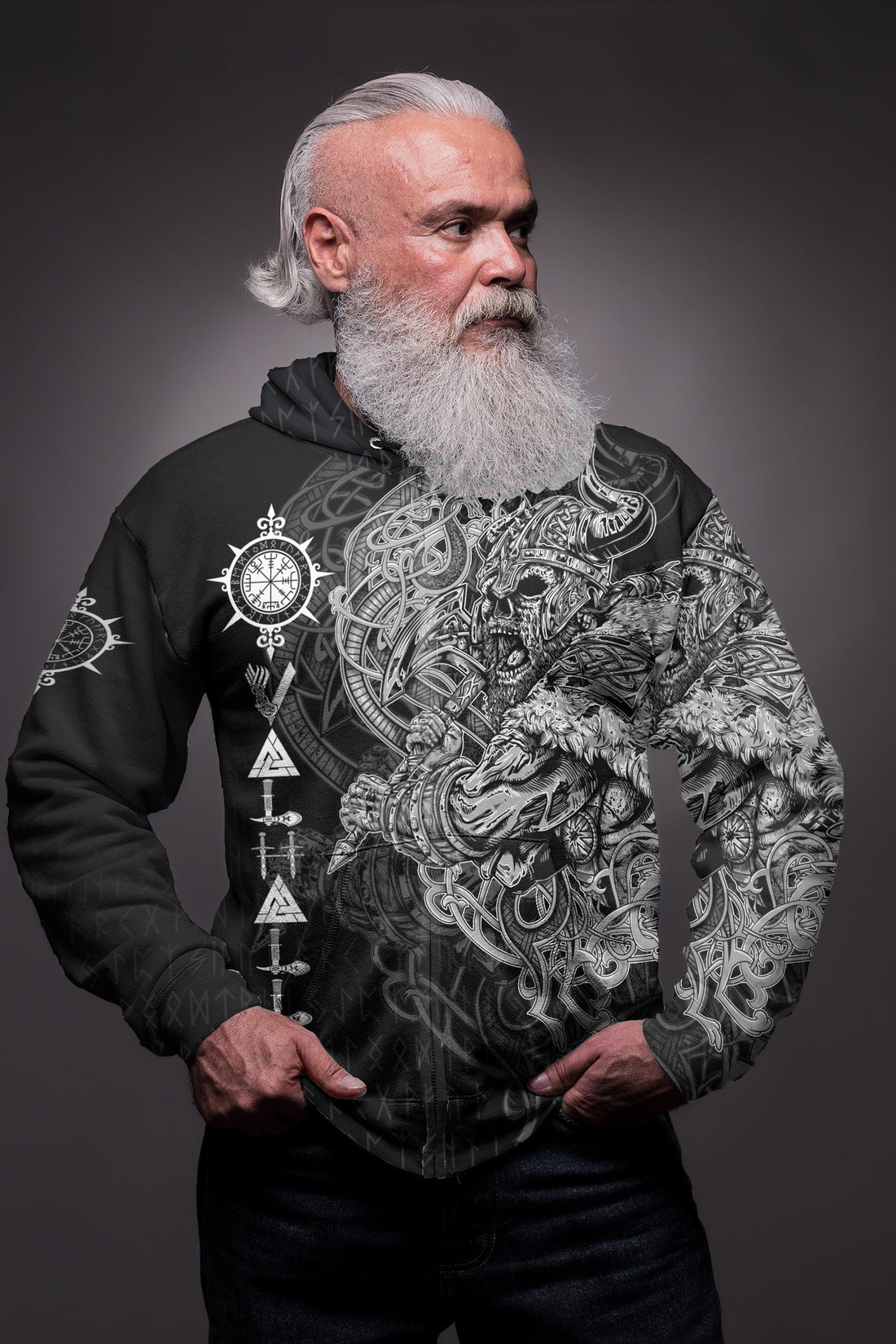 Viking Viking Warrior Valhalla ZIp Hoodie Style Vegvisir RLT12