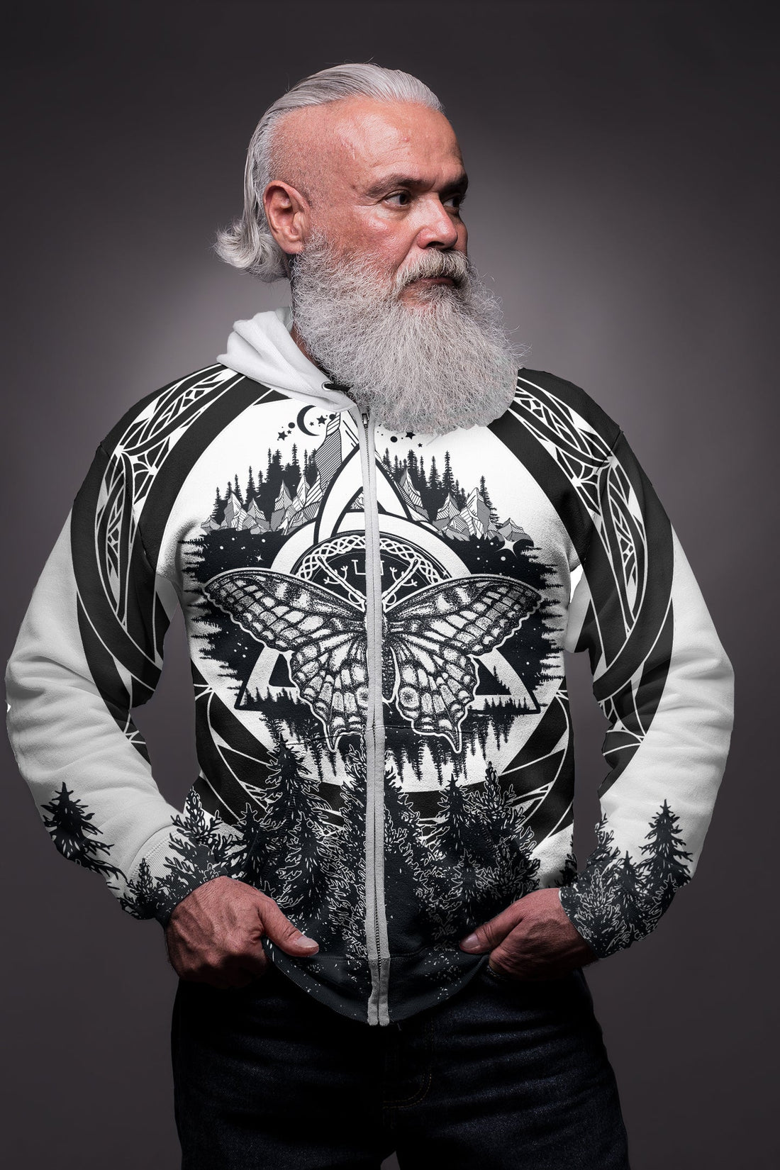 Viking Butterfly Style Celtic Of Pine Forest Zip Hoodie RLT12