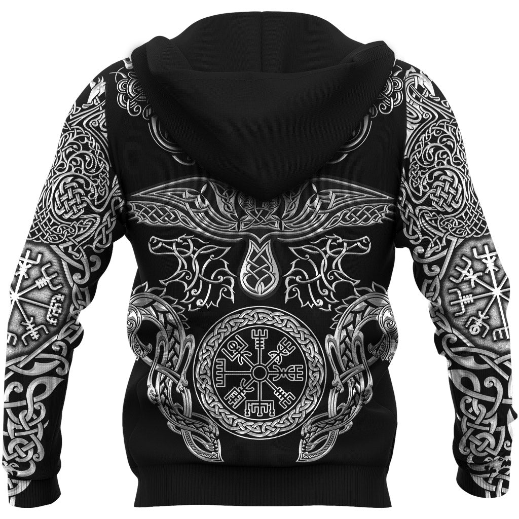 Viking Zip Hoodie Raven and Wolf RLT12