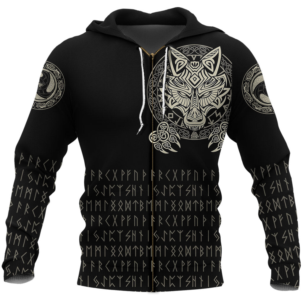Viking Zip Hoodie Nordic Wolves RLT12