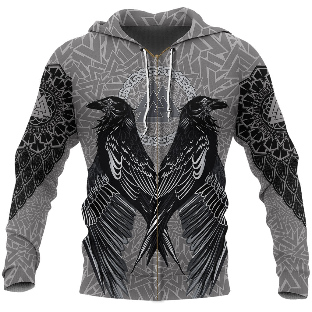 Viking Zip Hoodie Raven Valknut RLT12