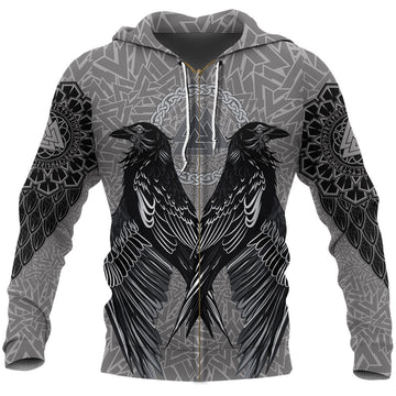 Viking Zip Hoodie Raven Valknut RLT12