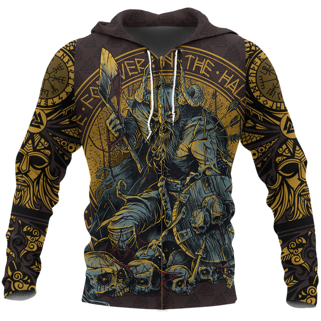 Viking Zip Hoodie Warrior Viking Shield Skull RLT12