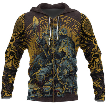 Viking Zip Hoodie Warrior Viking Shield Skull RLT12